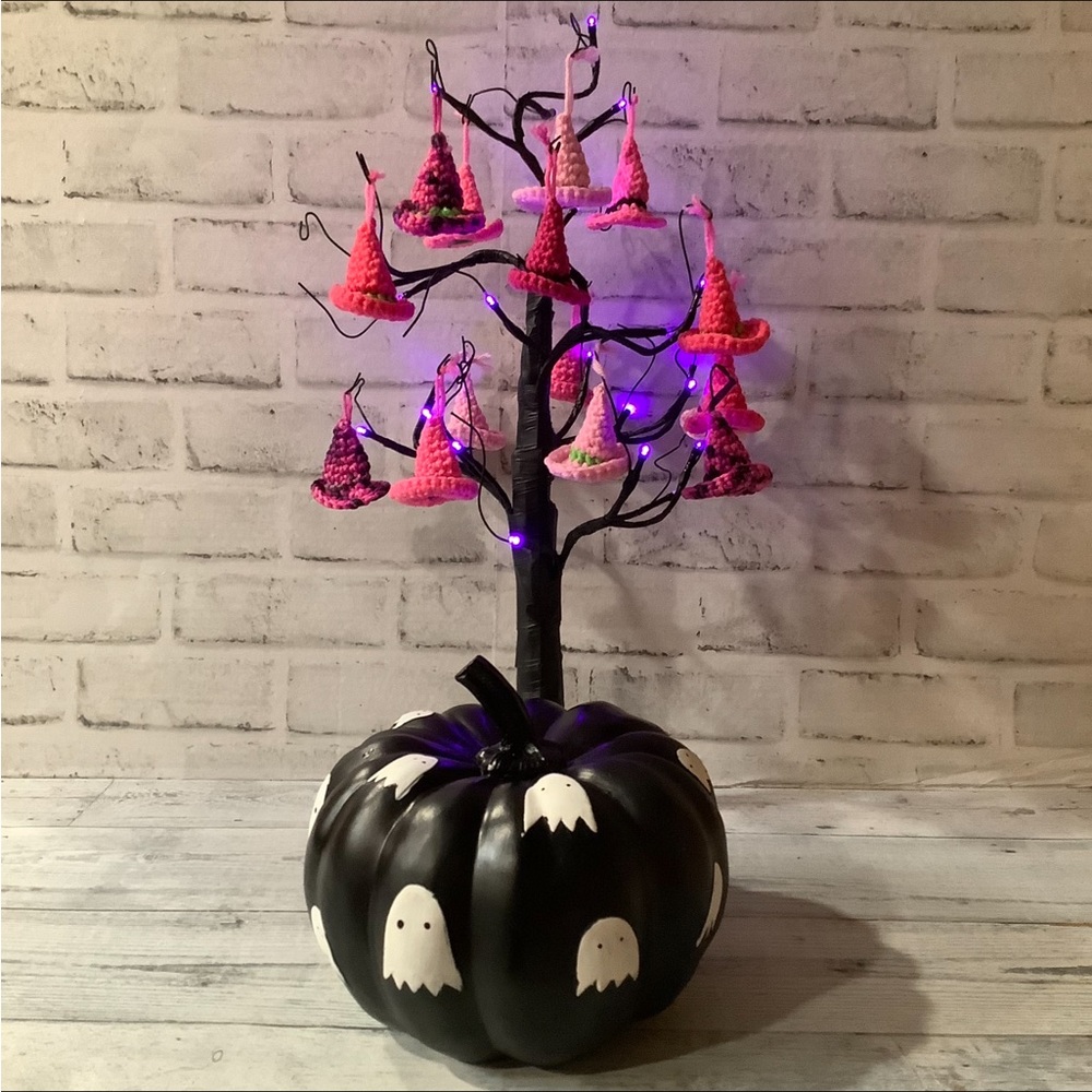 CANDY CORN LANE Black Pumpkin With Ghost Motif